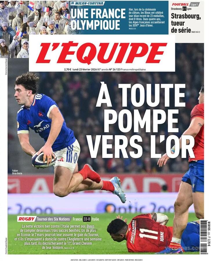 Capa L'�quipe - 2026-02-23