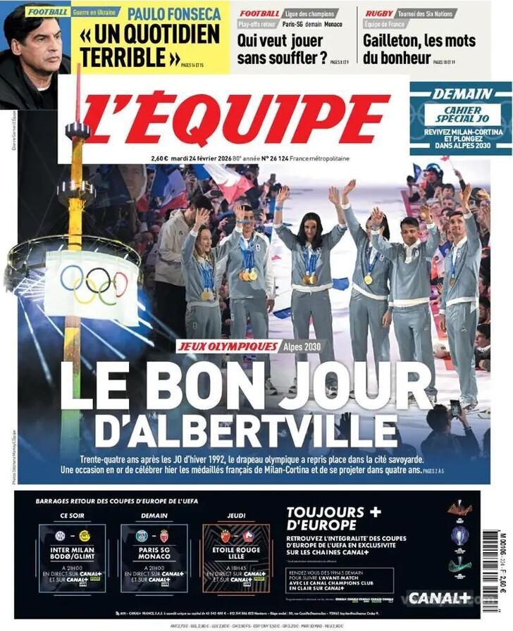 Capa L'�quipe - 2026-02-24