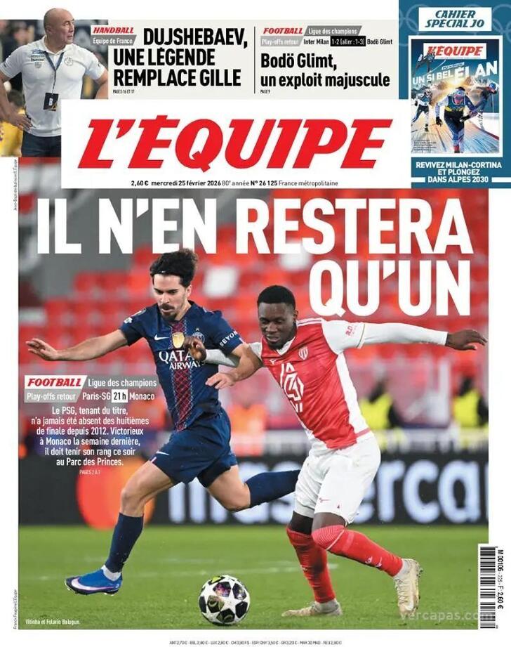 Capa L'�quipe - 2026-02-25
