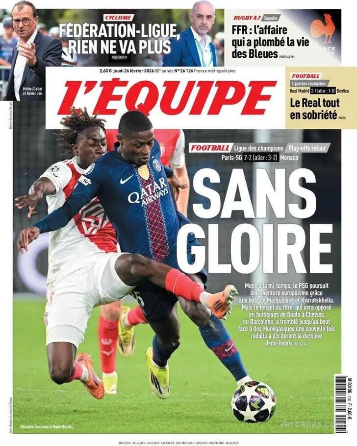 Capa L'�quipe - 2026-02-26