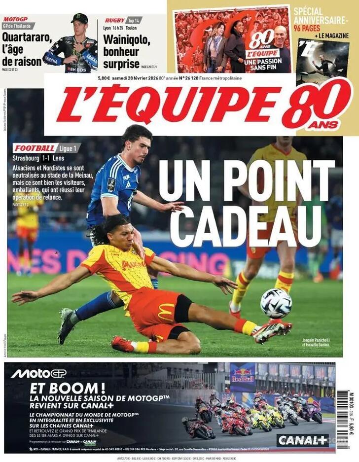 Capa L'�quipe - 2026-02-28