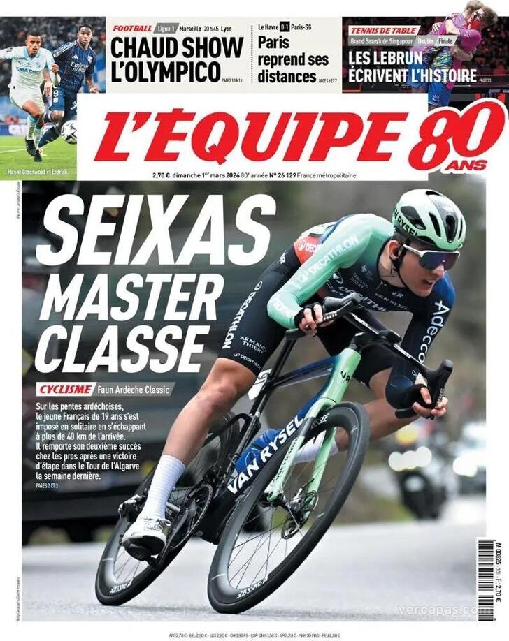 Capa L'�quipe - 2026-03-01