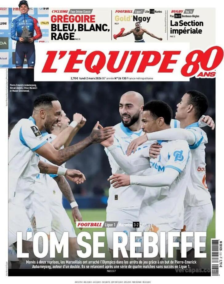Capa L'�quipe - 2026-03-02
