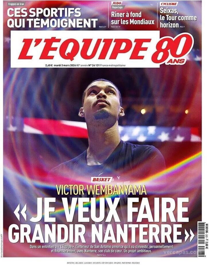 Capa L'�quipe - 2026-03-03