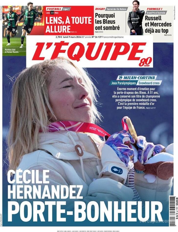 Capa L'�quipe - 2026-03-09