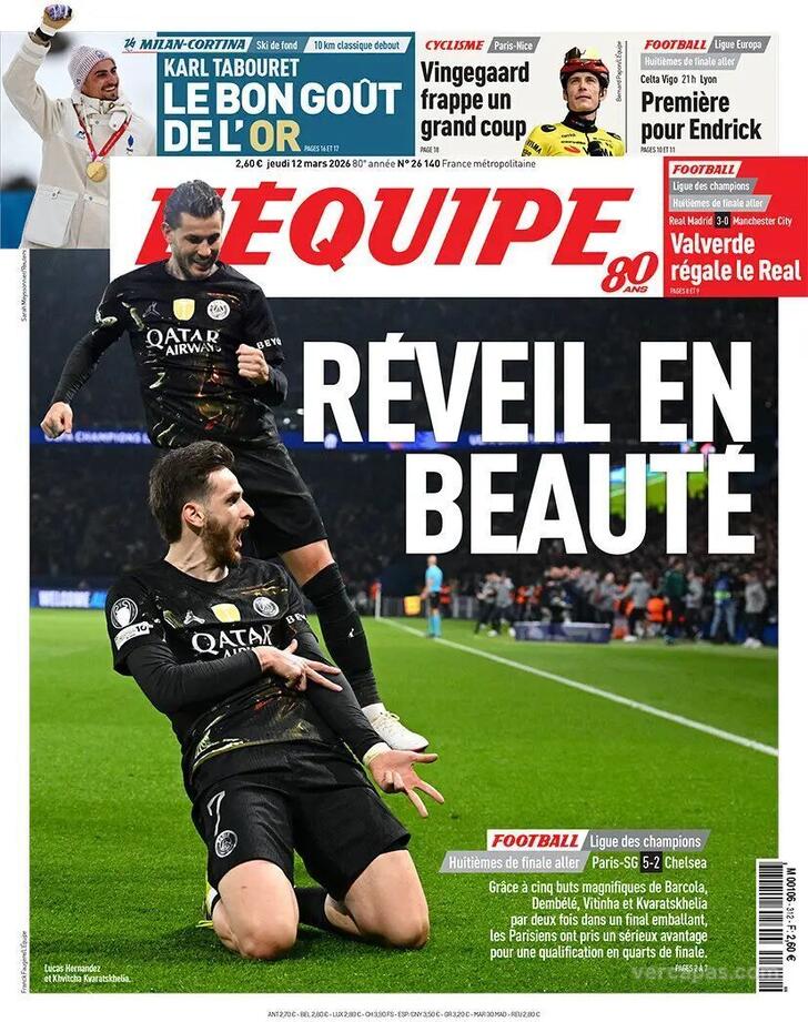 Capa L'�quipe - 2026-03-12