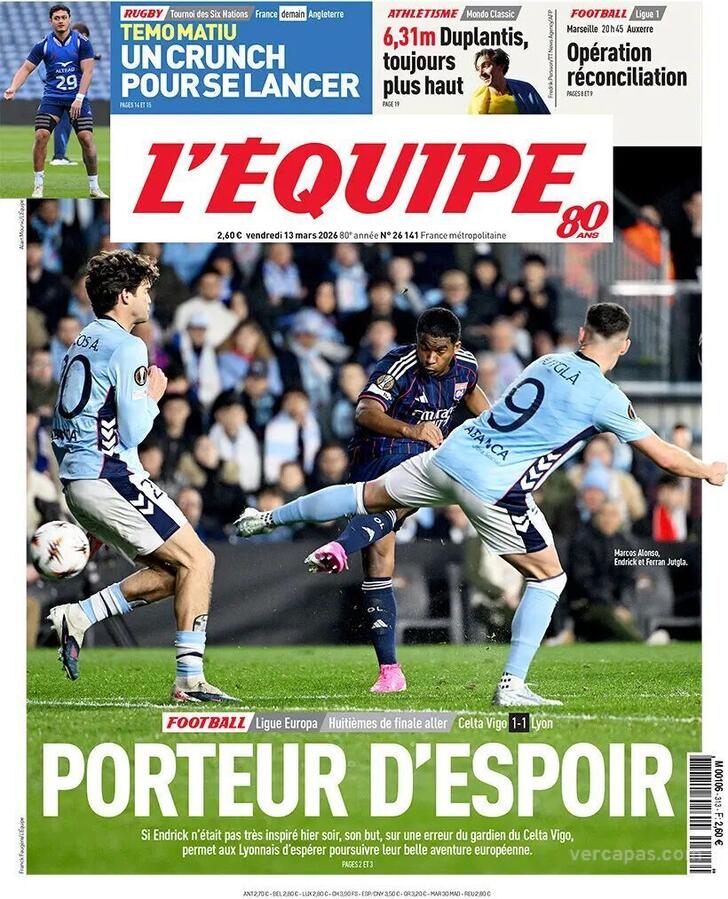 Capa L'�quipe - 2026-03-13