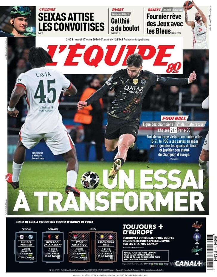 Capa L'�quipe - 2026-03-17