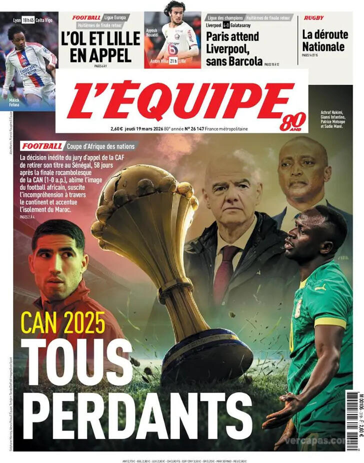 Capa L'�quipe - 2026-03-19