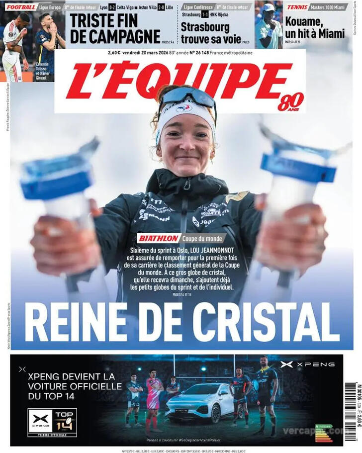 Capa L'�quipe - 2026-03-20