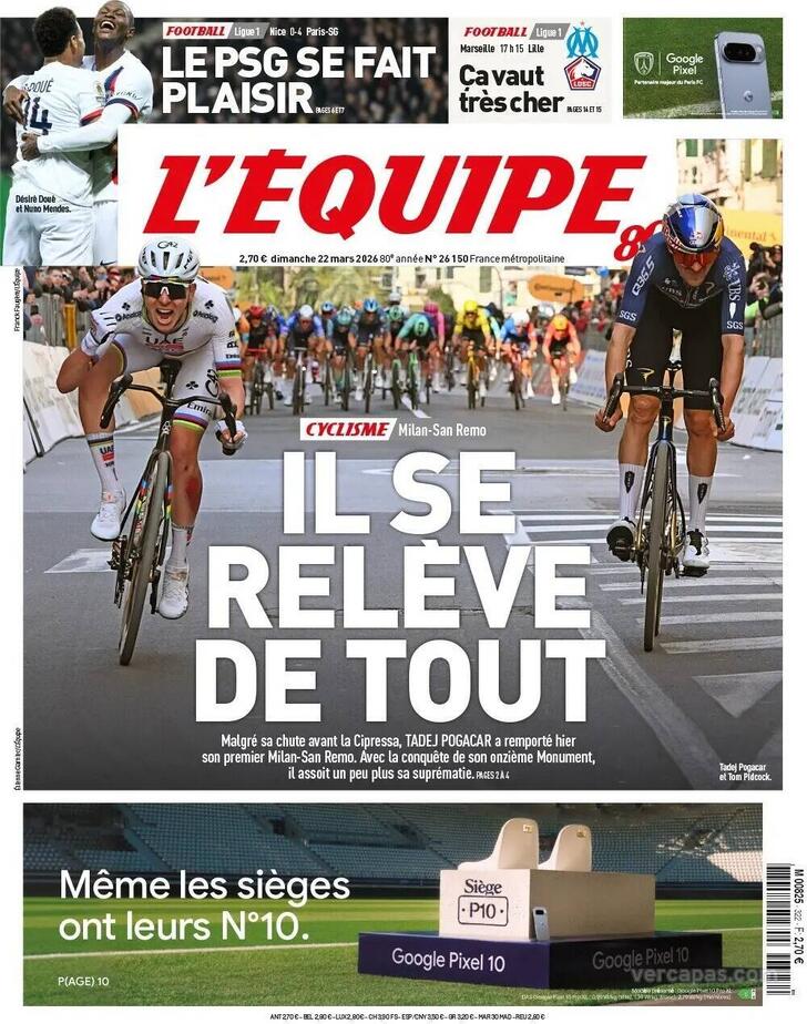 Capa L'�quipe - 2026-03-22