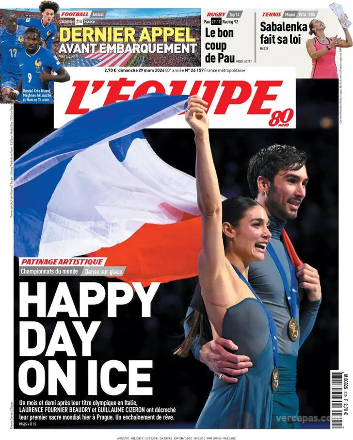 Capa L'�quipe - 2026-03-29