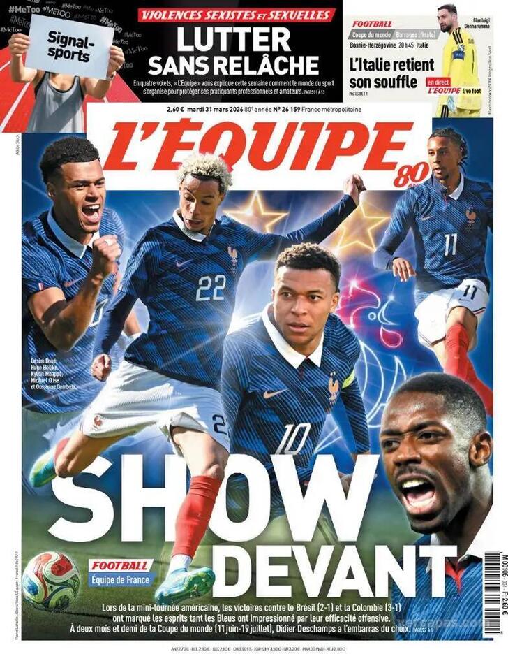 Capa L'�quipe - 2026-03-31