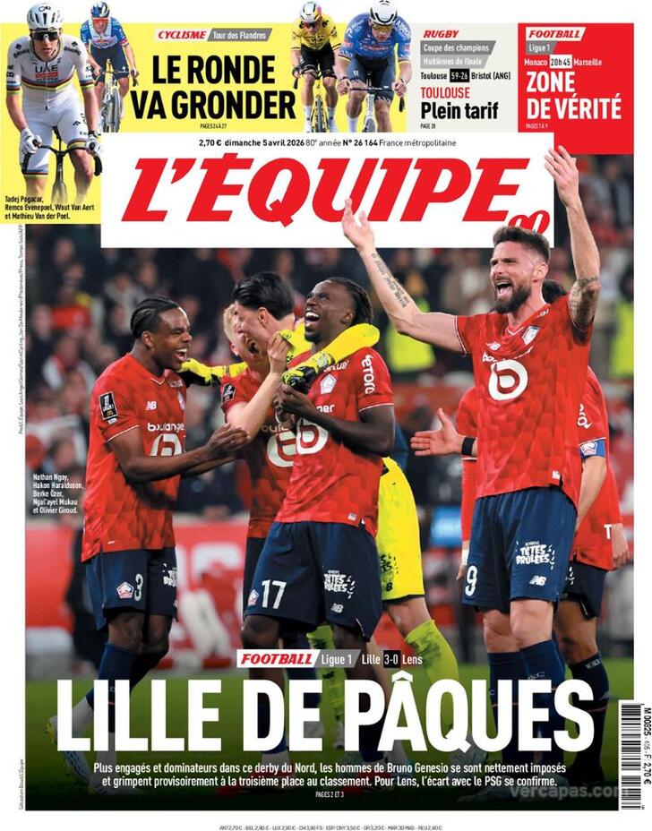 Capa L'�quipe - 2026-04-05