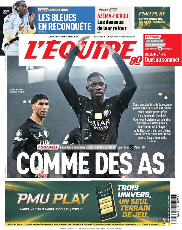 Capa L'�quipe - 2026-04-15