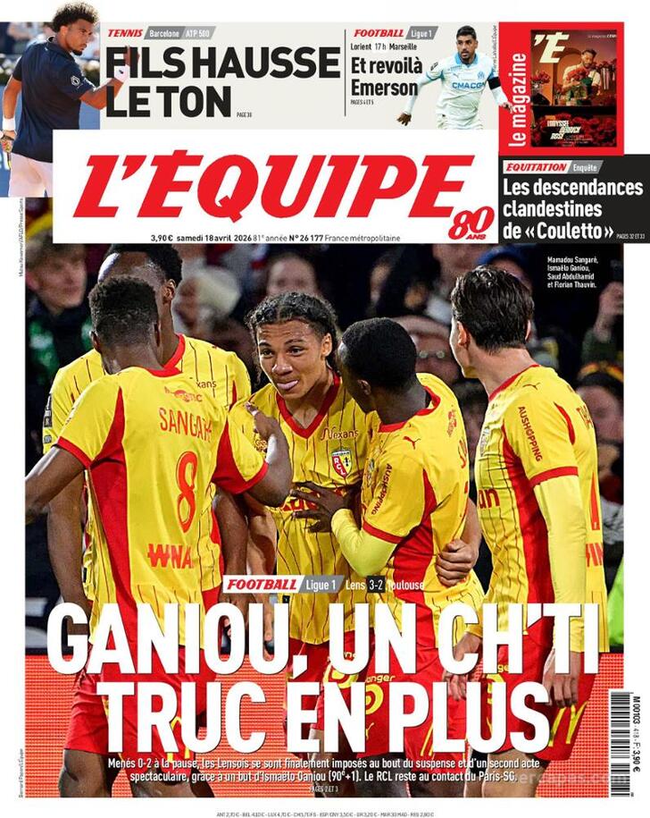 Capa L'�quipe - 2026-04-18