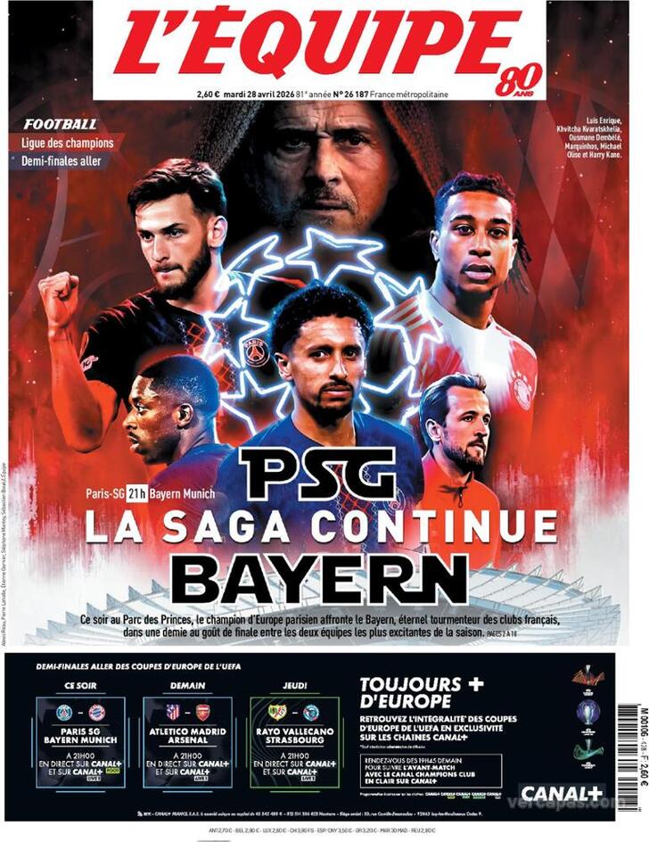 Capa L'�quipe - 2026-04-28