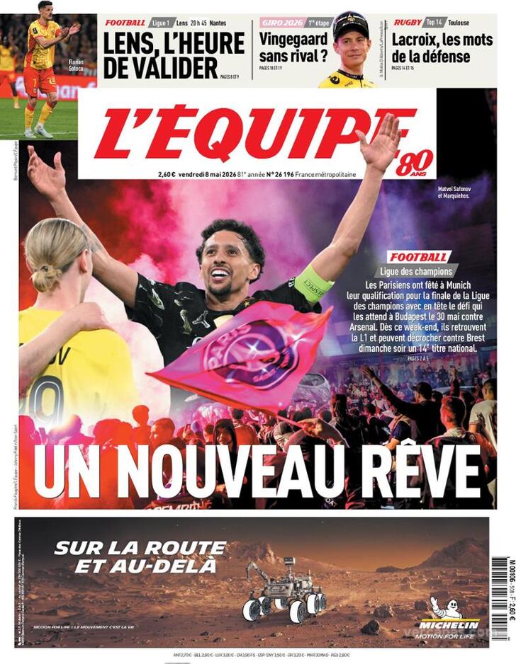 Capa L'�quipe - 2026-05-08