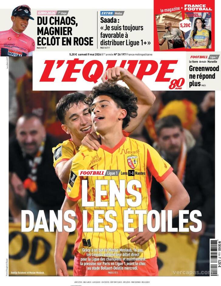 Capa L'�quipe - 2026-05-09
