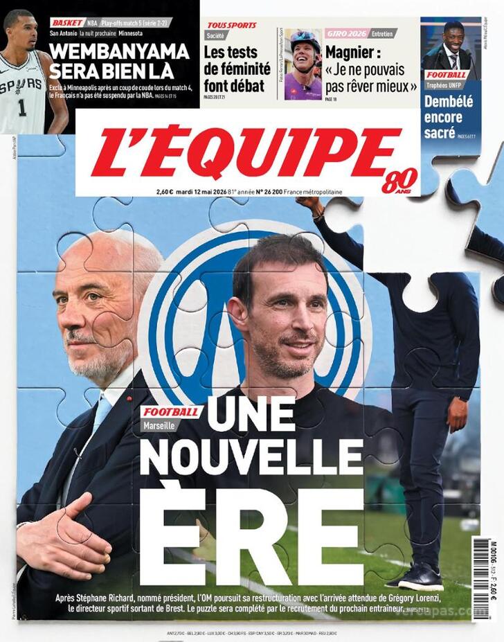 Capa L'�quipe - 2026-05-12