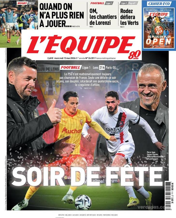 Capa L'�quipe - 2026-05-13