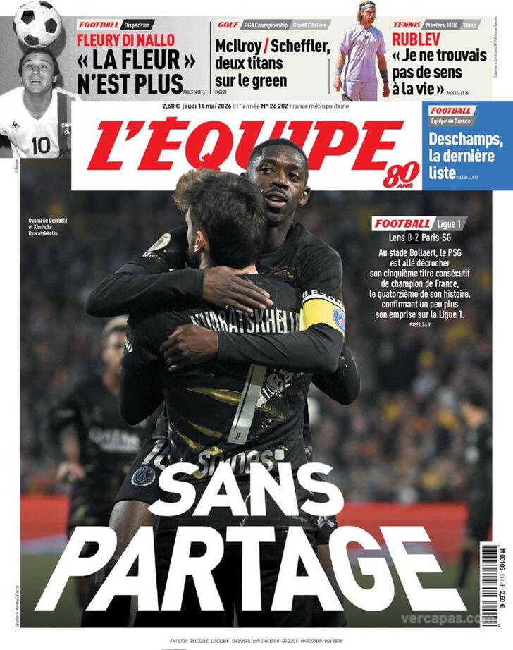 Capa L'�quipe - 2026-05-14