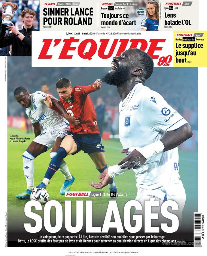 Capa L'�quipe - 2026-05-18