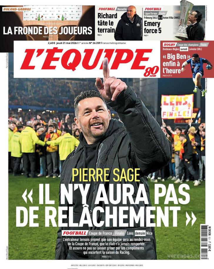 Capa L'�quipe - 2026-05-21