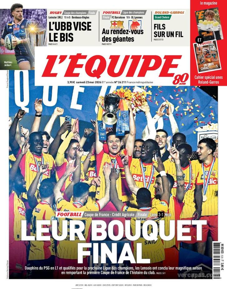 Capa L'�quipe - 2026-05-23