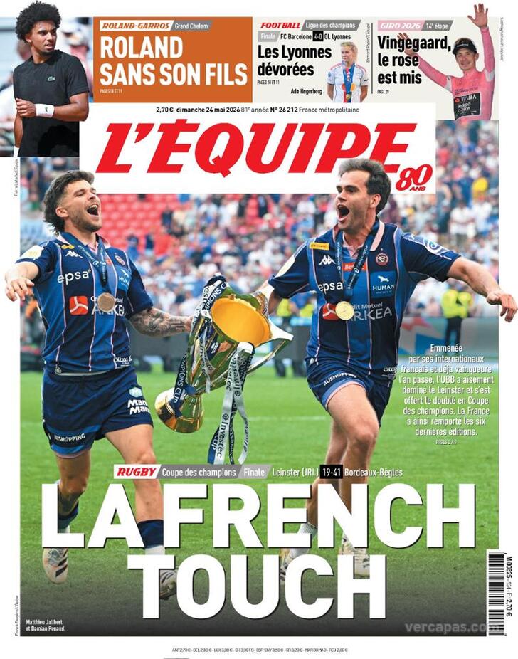 Capa L'�quipe - 2026-05-24