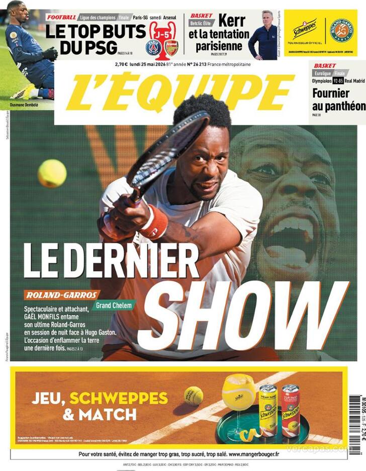 Capa L'�quipe - 2026-05-25