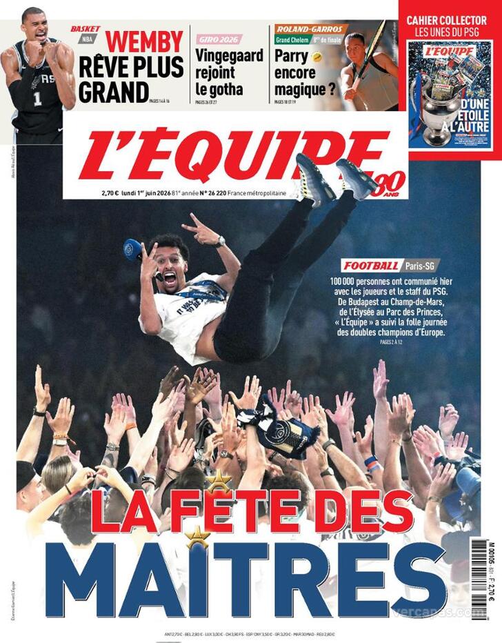 Capa L'�quipe - 2026-06-01