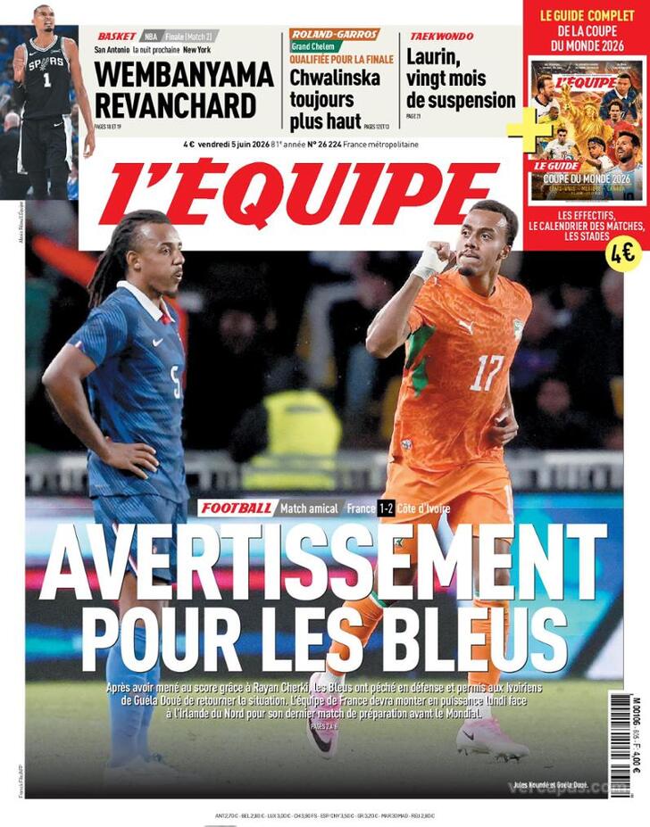 Capa L'�quipe - 2026-06-05