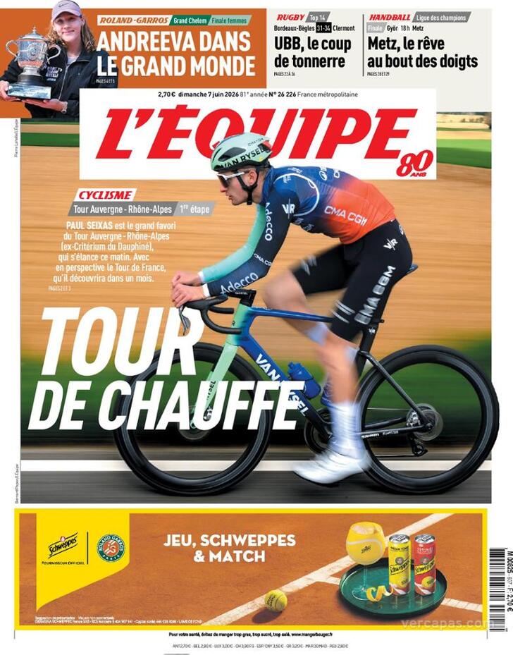 Capa L'�quipe - 2026-06-07
