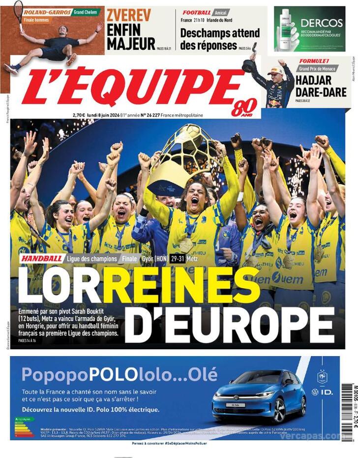Capa L'�quipe - 2026-06-08