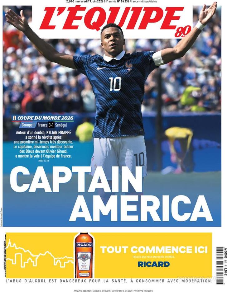Capa L'�quipe - 2026-06-17