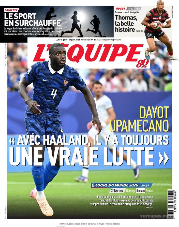 Capa L'�quipe - 2026-06-25