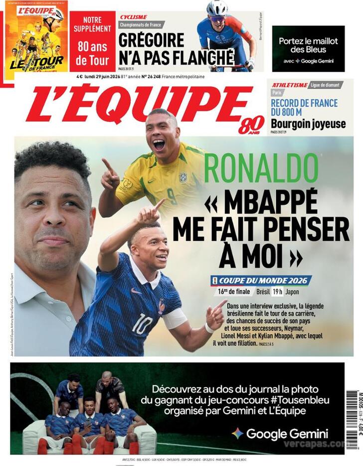Capa L'�quipe - 2026-06-29