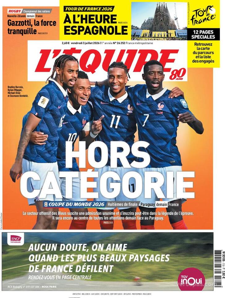 Capa L'�quipe - 2026-07-03
