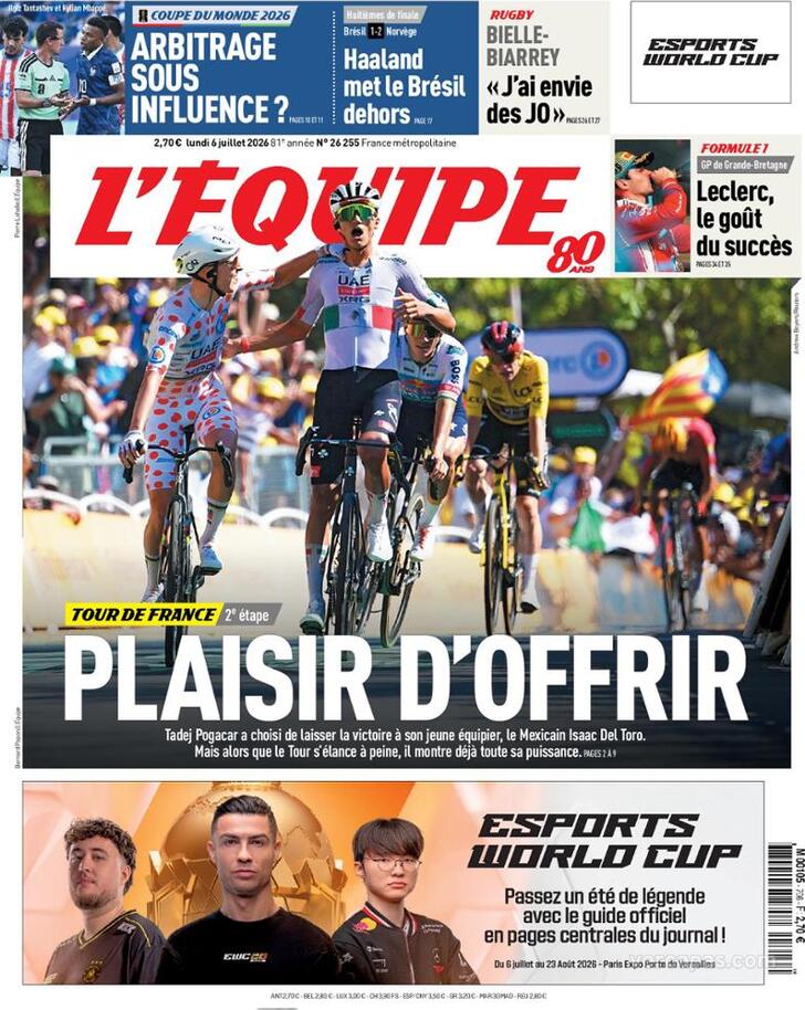 Capa L'�quipe - 2026-07-06