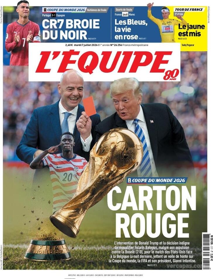Capa L'�quipe - 2026-07-07