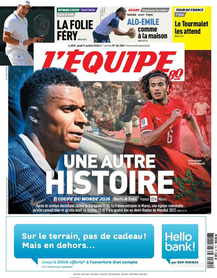 Capa L'�quipe - 2026-07-09