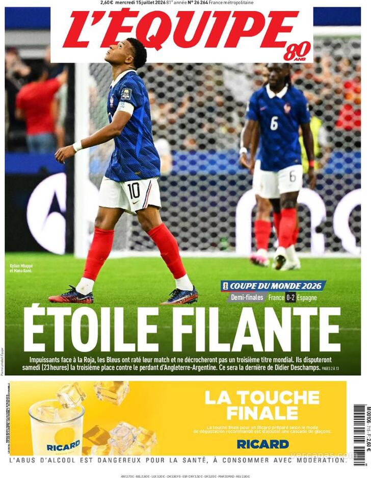 Capa L'�quipe - 2026-07-15