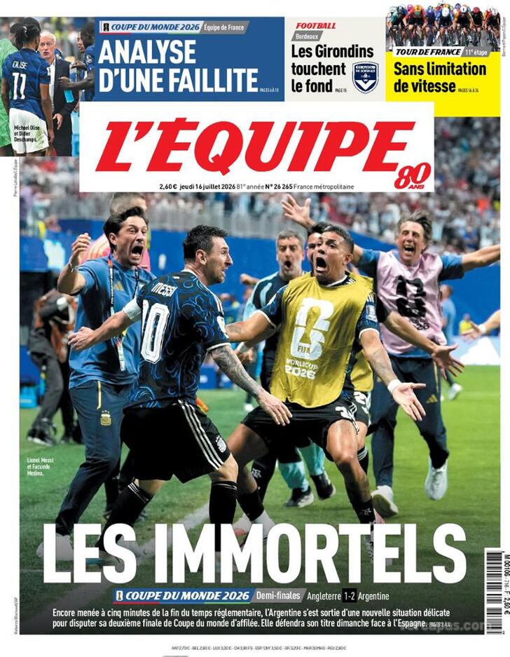 Capa L'�quipe - 2026-07-16