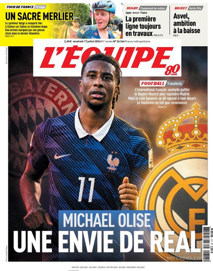 Capa L'�quipe - 2026-07-17