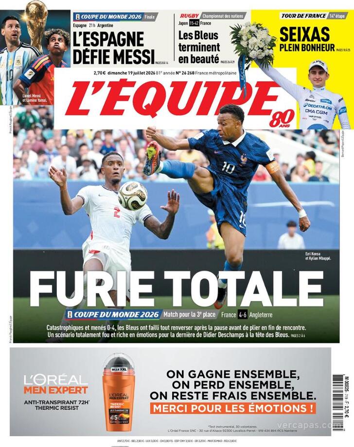 Capa L'�quipe - 2026-07-19