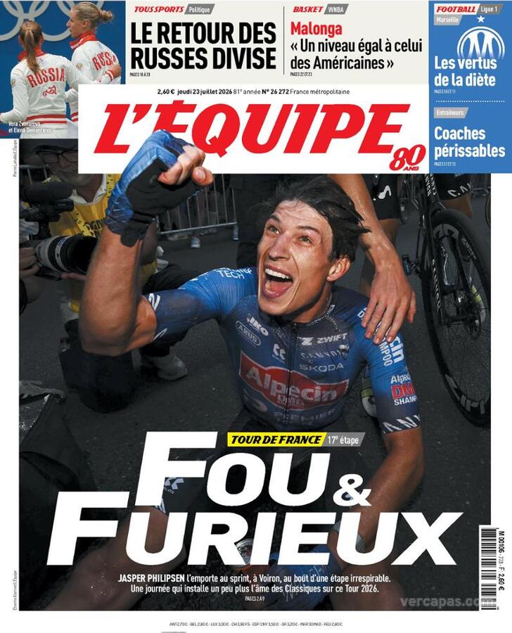 Capa L'�quipe - 2026-07-23