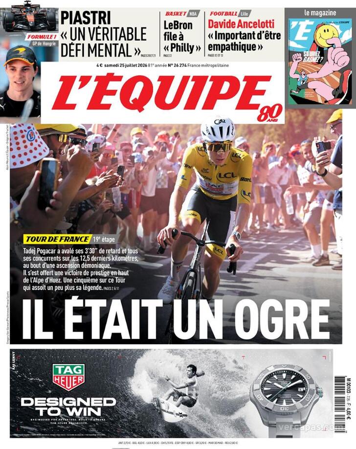 Capa L'�quipe - 2026-07-25