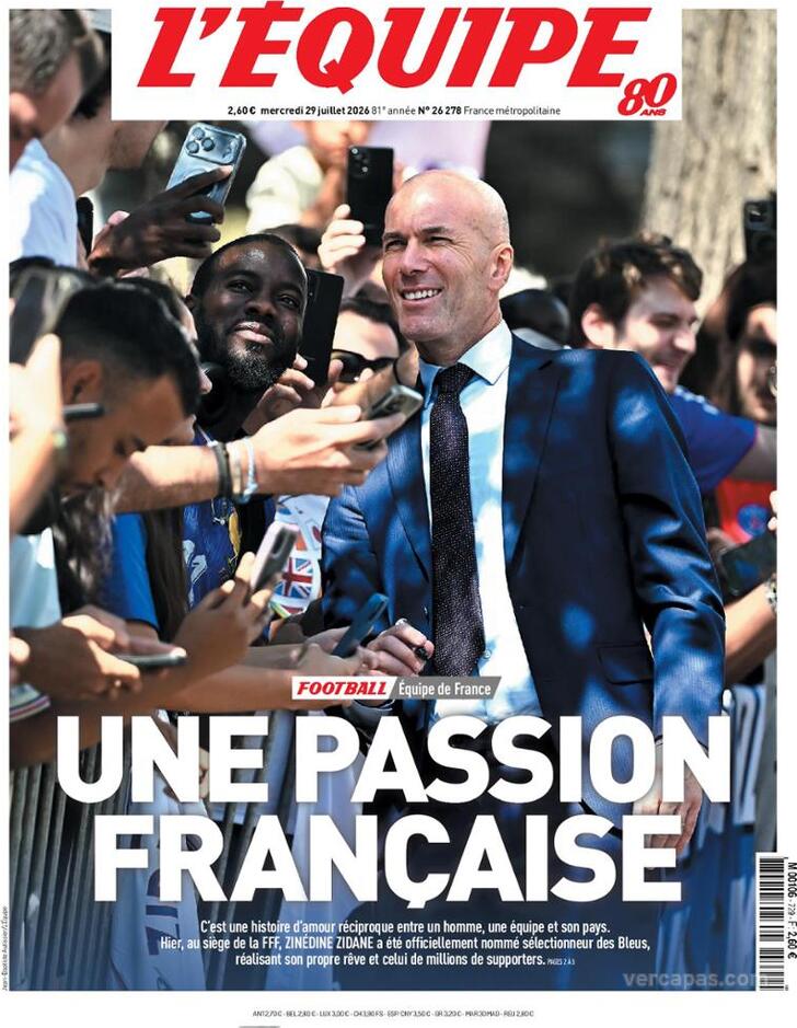 Capa L'�quipe - 2026-07-29