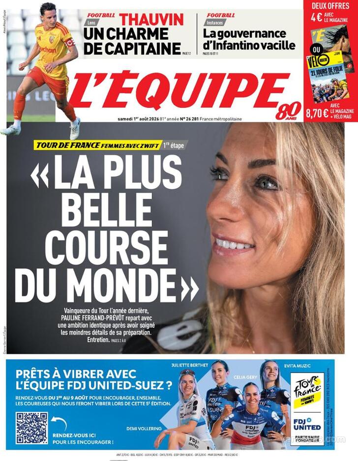 Capa L'�quipe - 2026-08-01